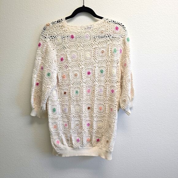 Kyouko Crochet Sweater L – Handcrafted Cotton, Boho, Grannycore, Retro - Picture 2 of 5